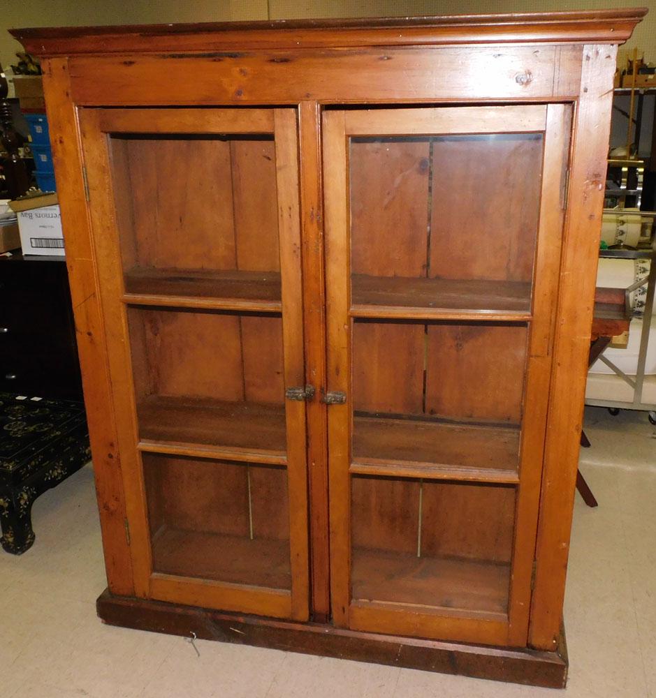 19th C Pine Glass Door Bookcase (1 of 4)