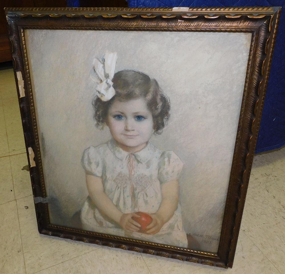 Framed Watercolor Of Little Girl- Signed & Dated (1 of 3)
