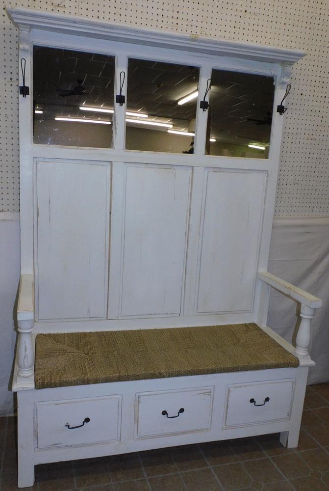 Mirrored Back Hall Tree Bench (1 of 5)