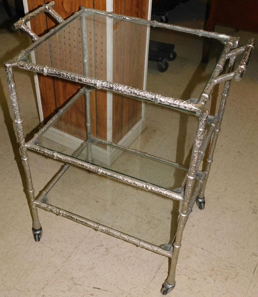 Mid Century Modern Cast Aluminum 3 Tier Rolling Cart (1 of 5)