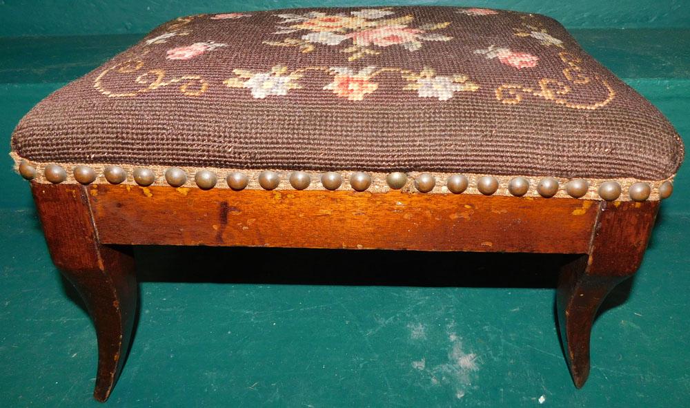 Antique Walnut Needlepoint Top Stool (1 of 3)