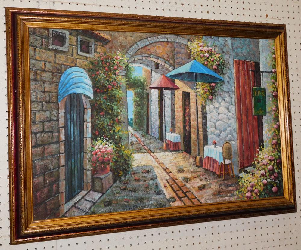 Oil On Canvas French Street Scene - Singed (1 of 4)