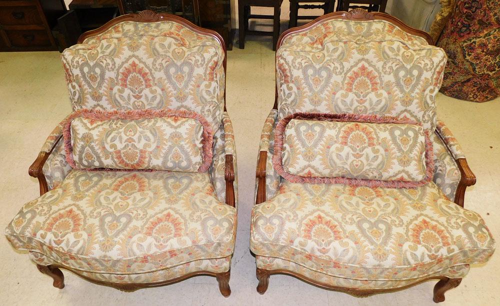 Pair Oversized French Arm Chairs By Norwalk Furniture (1 of 5)