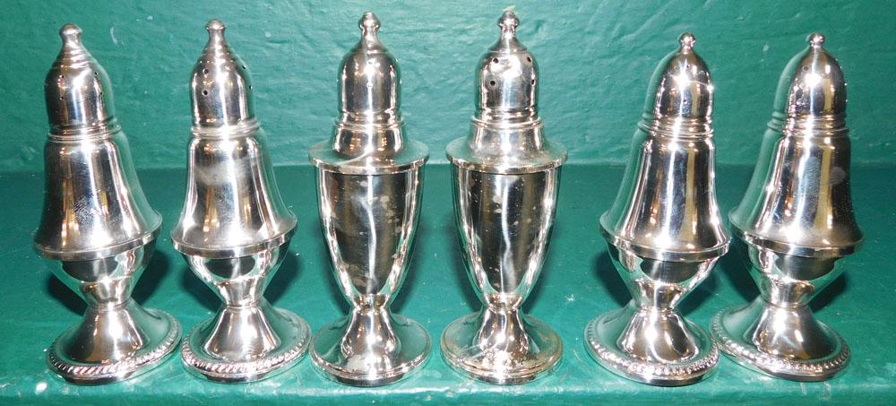 Three Pair of Sterling Weighted Salt & Pepper Shakers (1 of 1)