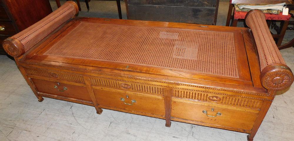 19th Century Walnut Carved and Cane Day Bed (1 of 7)