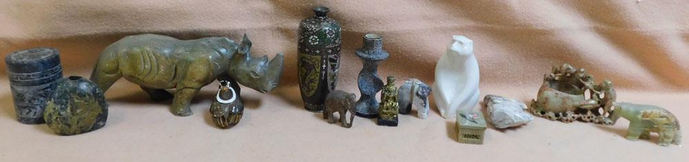 Lot Stone Carved Items- Cloisonné Vase (1 of 3)