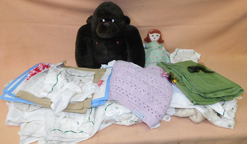 Lot Linens: Lot Linens. "ALL DESCRIPTIONS AND ANY CONDITION STATEMENT GIVEN BY LANGSTON AUCTION GALLERY ARE STRICTLY OPINIONS AND LANGSTON'S SHALL HAVE NO RESPONSIBILITY FOR ERRORS OR OMISSIONS. THE ABSENCE OF A