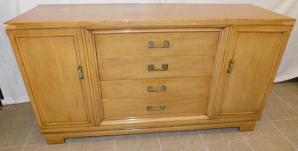 Mid Century Modern Bleach Walnut Credenza By Bernhardt: Mid Century Modern Bleach Walnut Credenza By Bernhardt. 59" W 19" D 32 1/2" H "ALL DESCRIPTIONS AND ANY CONDITION STATEMENT GIVEN BY LANGSTON AUCTION GALLERY ARE STRICTLY OPINIONS AND LANGSTON'S SHALL