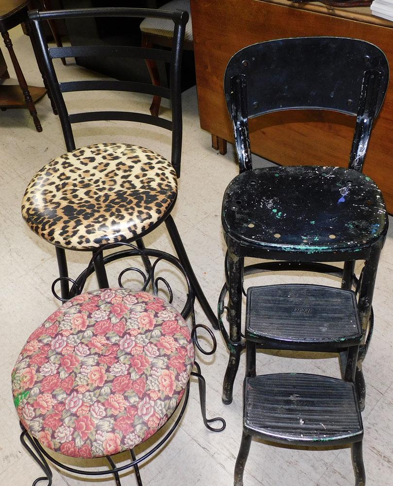 Two Metal Stools & One Step Stool (1 of 3)