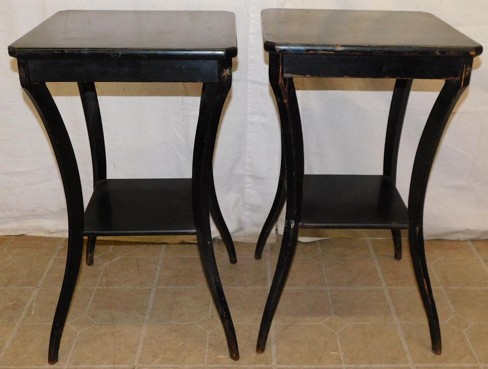 Two Back Lacquered Two Tier End Tables (1 of 2)