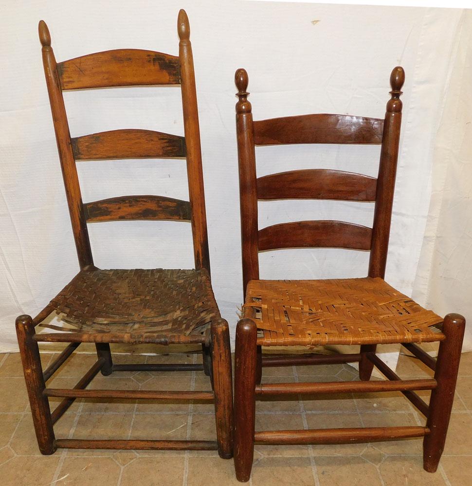 Two Antique Ladder Back Side Chairs - Seats As Is (1 of 4)