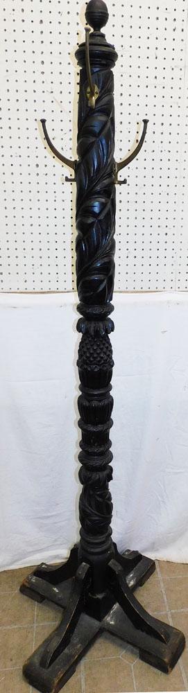 Antique Acanthus Leaf Carved Hat Rack: Antique Acanthus Leaf Carved Hat Rack. 72" H "ALL DESCRIPTIONS AND ANY CONDITION STATEMENT GIVEN BY LANGSTON AUCTION GALLERY ARE STRICTLY OPINIONS AND LANGSTON'S SHALL HAVE NO RESPONSIBILITY FOR ERROR