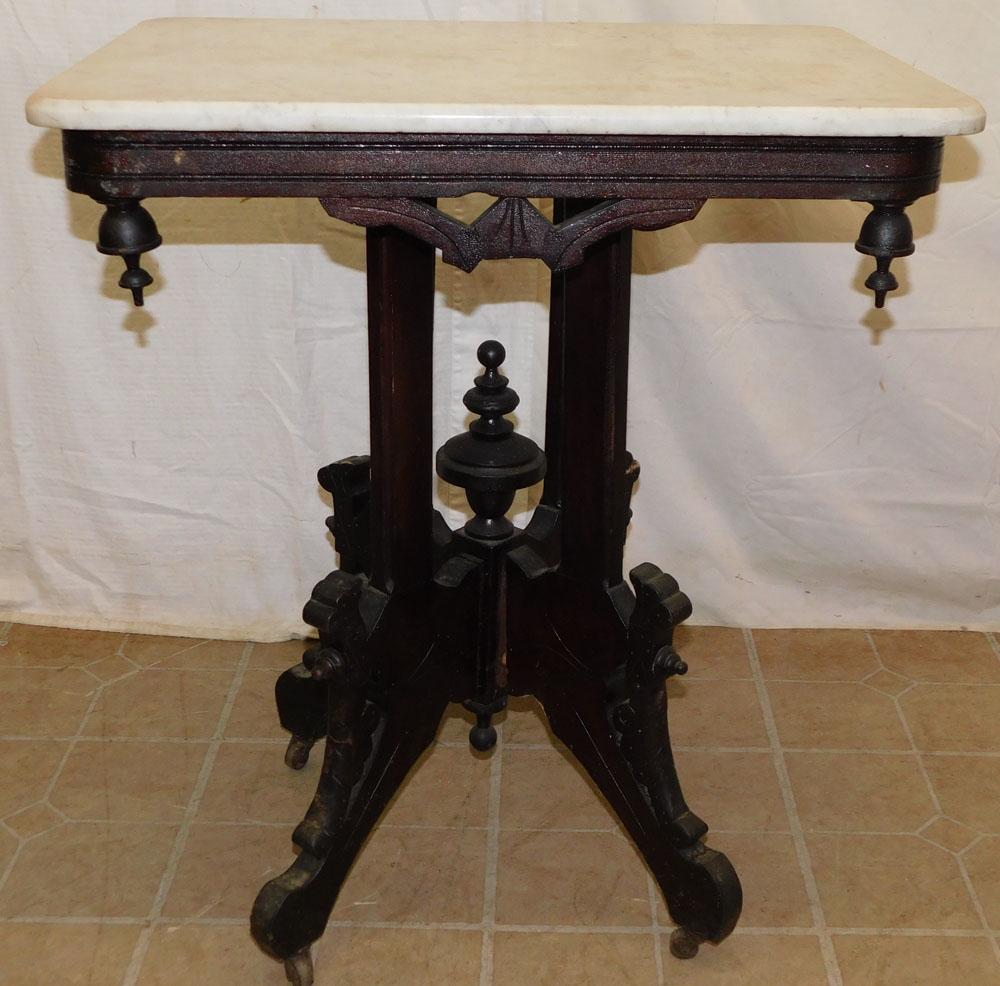 Victorian Walnut Marble Top Table (1 of 3)