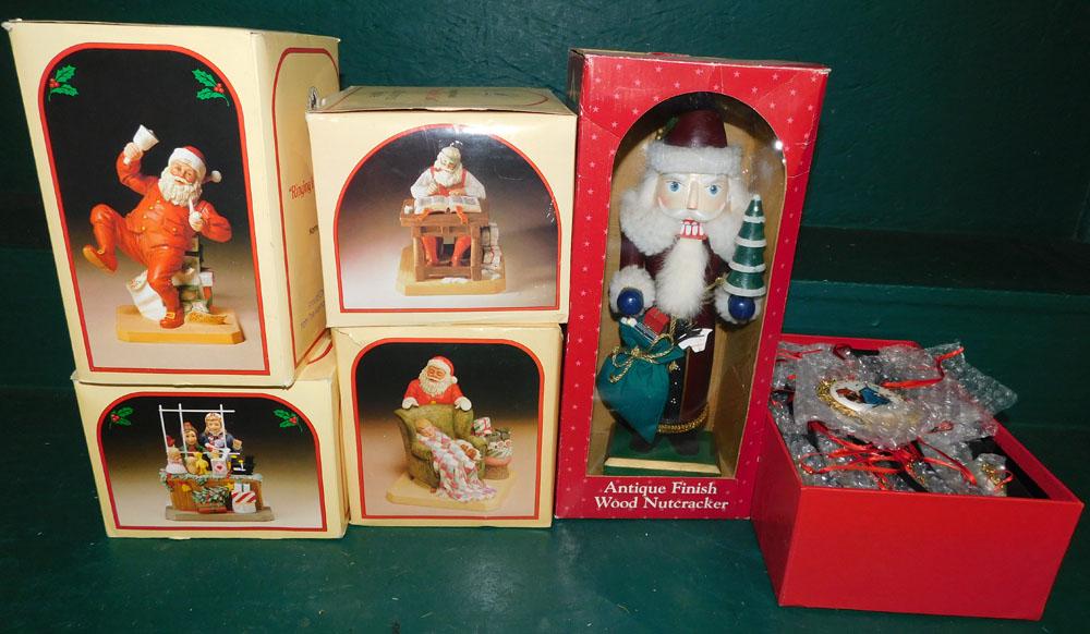 Lot Porcelain Christmas Norman Rockwell Figures & Ornaments: Lot Porcelain Christmas Norman Rockwell Figures & Ornaments. "ALL DESCRIPTIONS AND ANY CONDITION STATEMENT GIVEN BY LANGSTON AUCTION GALLERY ARE STRICTLY OPINIONS AND LANGSTON'S SHALL HAVE NO RESPONSI