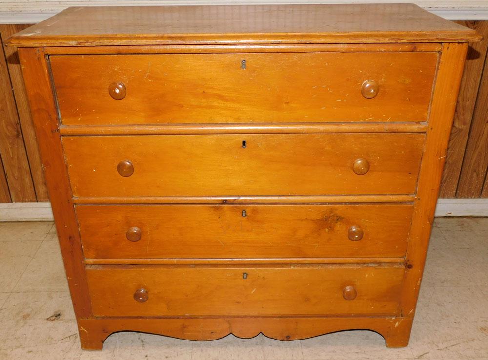 Antique Pine 4 Drawer Chest (1 of 4)