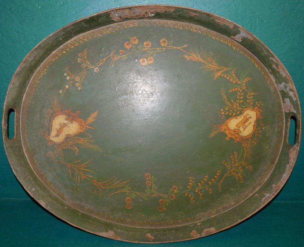 Antique Tole Painted Serving Tray (1 of 4)