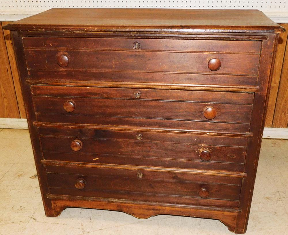 Antique Walnut 4 Drawer Chest (1 of 5)