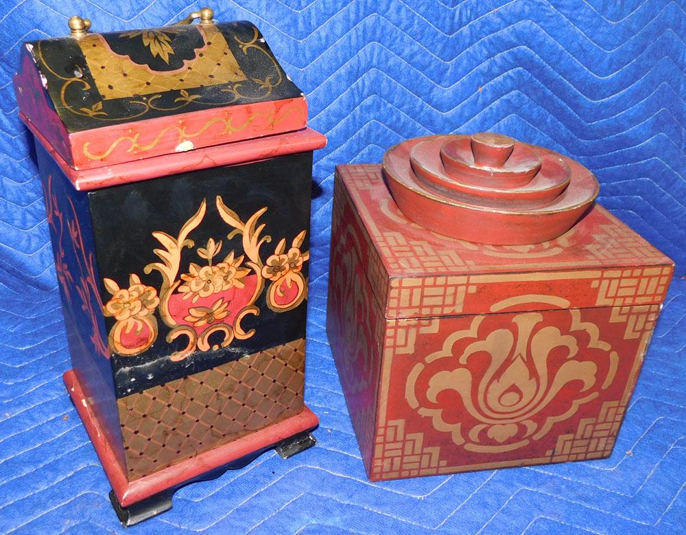 Two Oriental Paint Decorated Boxes (1 of 3)