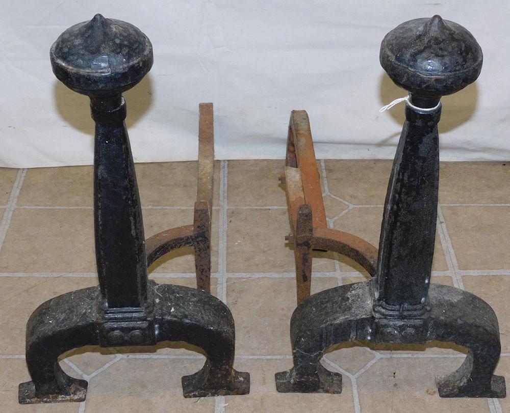 Pair Cast Iron Andirons (1 of 3)
