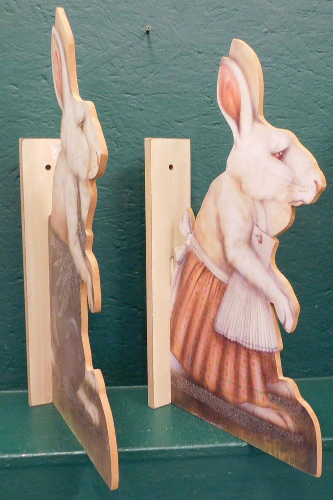 Pair Paint Decorated Bunny Wall Hangings (1 of 3)