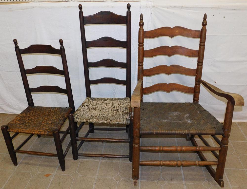 Three Antique Ladderback Side Chairs (1 of 3)