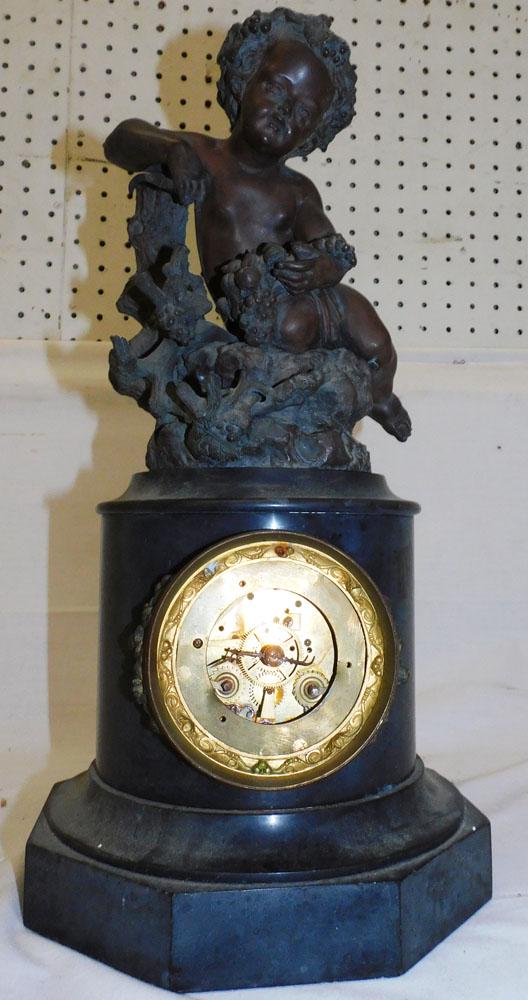 Antique Painted Metal & Marble Clock Frame (1 of 3)