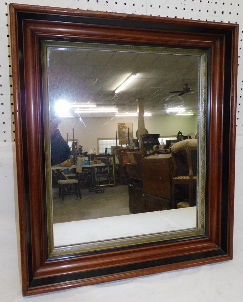 Antique Walnut Shadow Box Framed Mirror (1 of 3)