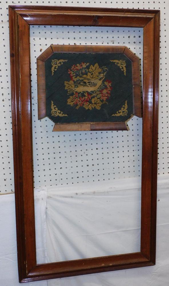 Antique Pine Frame & Needlework: Antique Pine Frame & Needlework . 26 1/4" X 48 1/2" "ALL DESCRIPTIONS AND ANY CONDITION STATEMENT GIVEN BY LANGSTON AUCTION GALLERY ARE STRICTLY OPINIONS AND LANGSTON'S SHALL HAVE NO RESPONSIBILITY FO