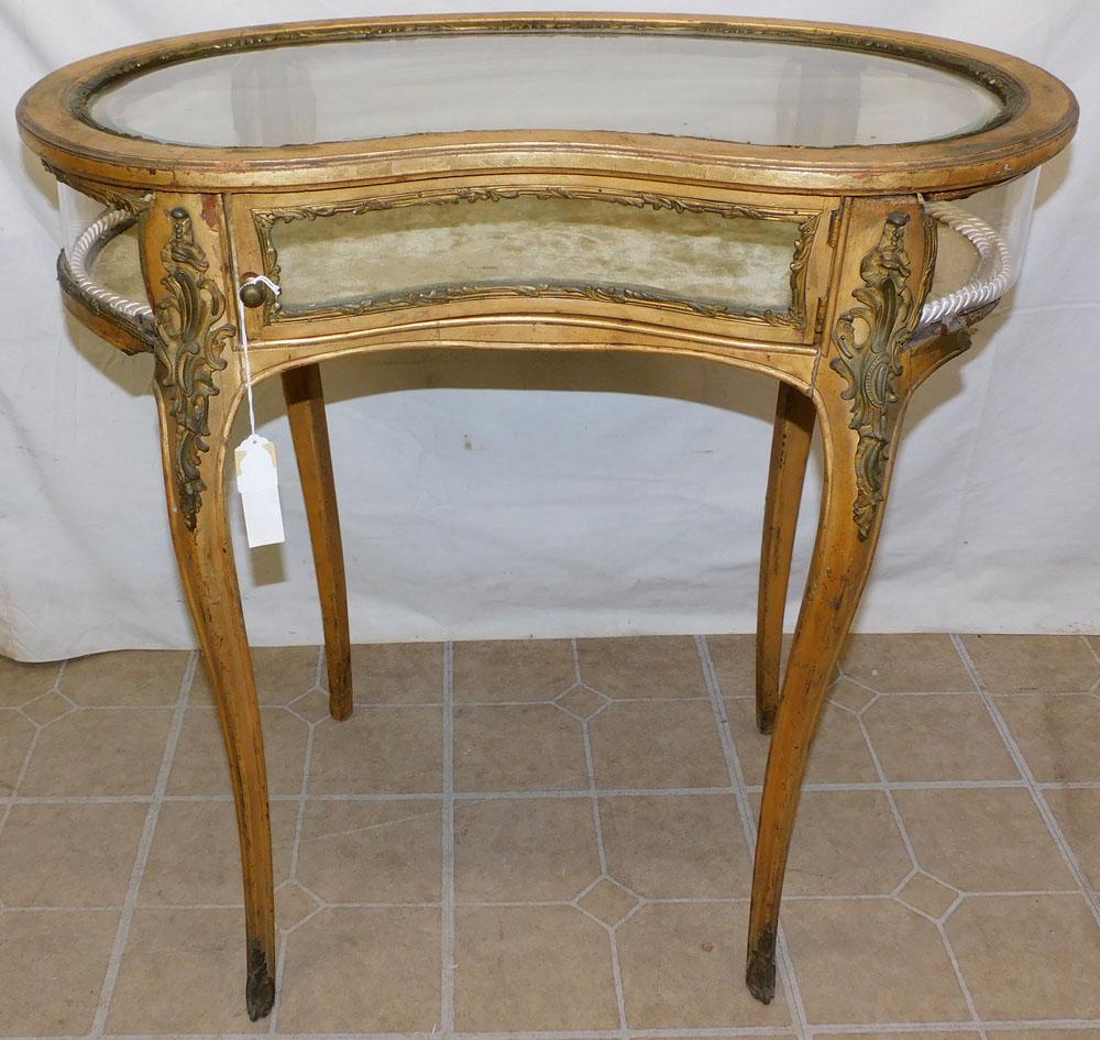 19th C Gilded French Vitrine with Gilded Bronze Mounts, (As Is, With Some Plexi Glass Panels) (1 of 6)