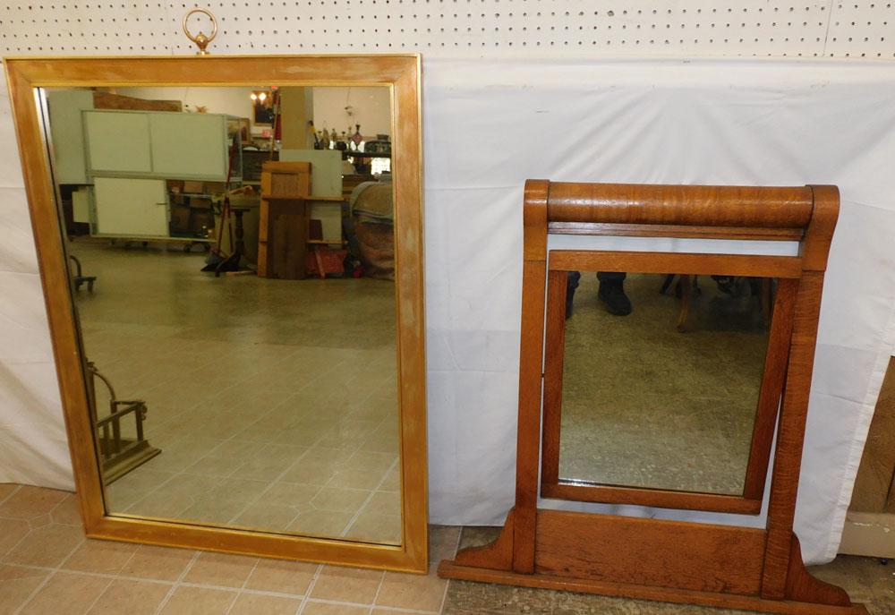 Gilt Framed Mirror & Antique Oak Framed Mirror (1 of 2)