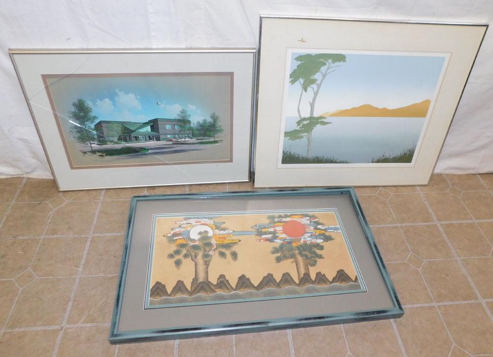 Framed Oriental Watercolor 7 Two Framed Prints (1 of 5)