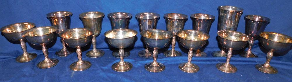 Lot Silver Plate Wine Goblets: Lot Silver Plate Wine Goblets. "ALL DESCRIPTIONS AND ANY CONDITION STATEMENT GIVEN BY LANGSTON AUCTION GALLERY ARE STRICTLY OPINIONS AND LANGSTON'S SHALL HAVE NO RESPONSIBILITY FOR ERRORS OR OMISSIONS