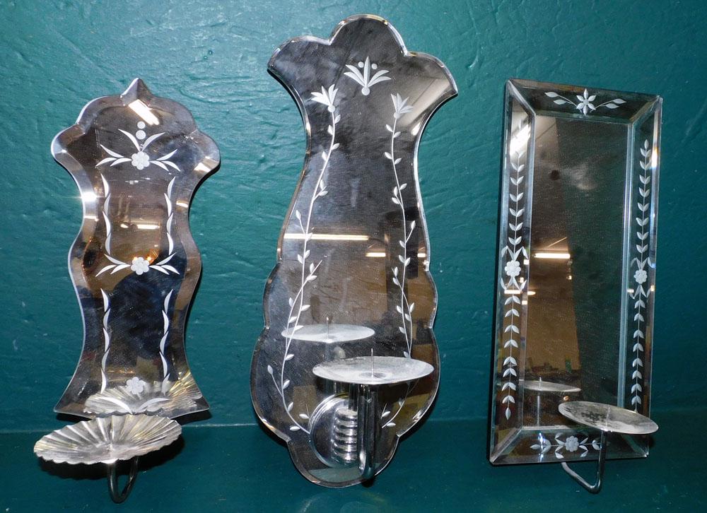 Three Venetian Style Sconces: Three Venetian Style Sconces. "ALL DESCRIPTIONS AND ANY CONDITION STATEMENT GIVEN BY LANGSTON AUCTION GALLERY ARE STRICTLY OPINIONS AND LANGSTON'S SHALL HAVE NO RESPONSIBILITY FOR ERRORS OR OMISSIONS.