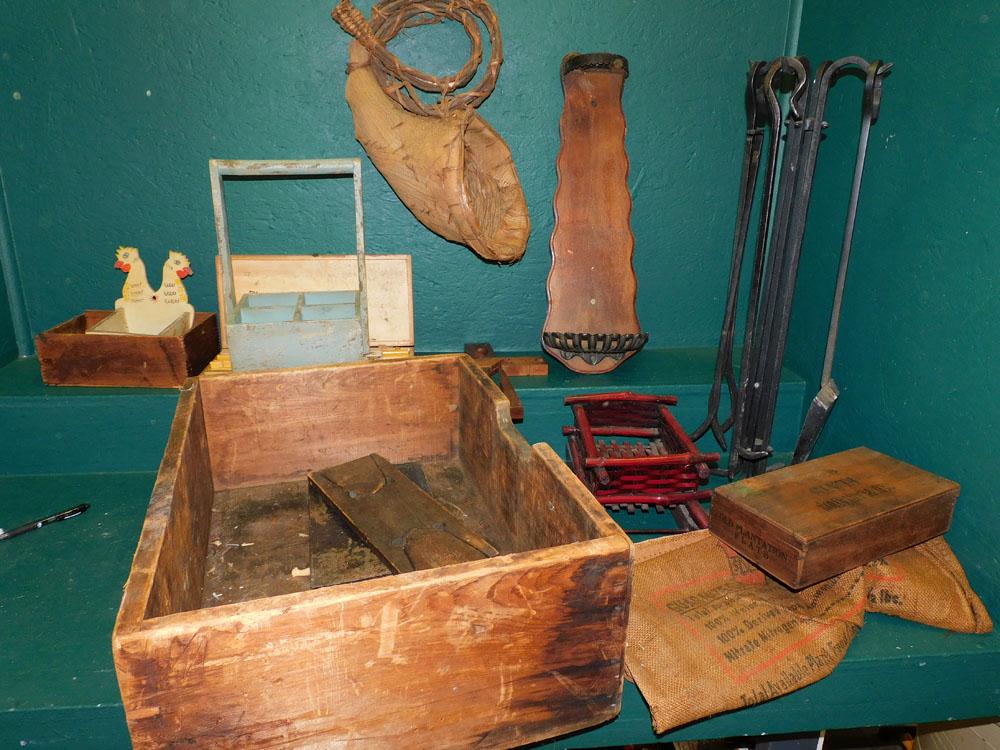 Wood Box W/ Misc. Wood & Metal Items (1 of 3)