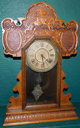 Victorian Chestnut Ginger Bread Mantel Clock By Sessions