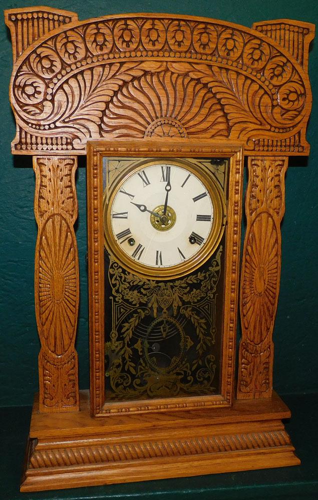Victorian Oak Ginger Bread Clock By Ingraham (1 of 4)