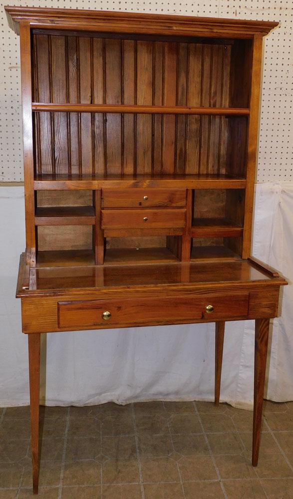 Bench Made Pine Writing Table W/ Bookcase Top (1 of 4)