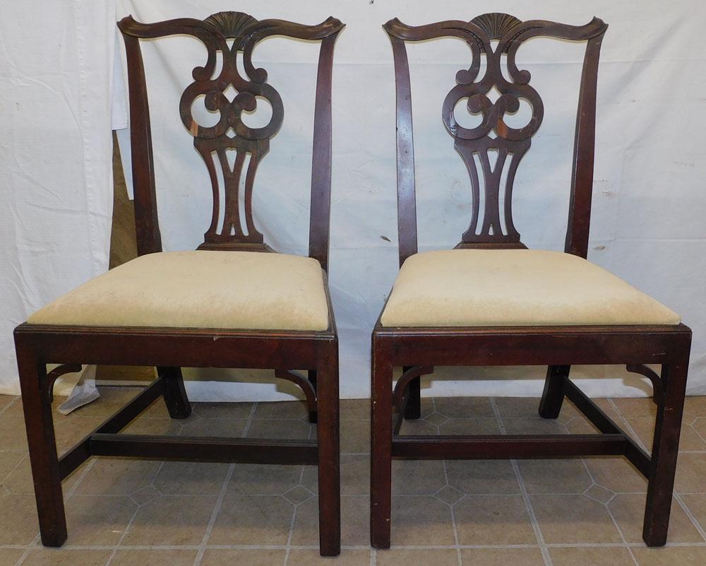 Pair Mahogany Carved Side Chairs (1 of 5)