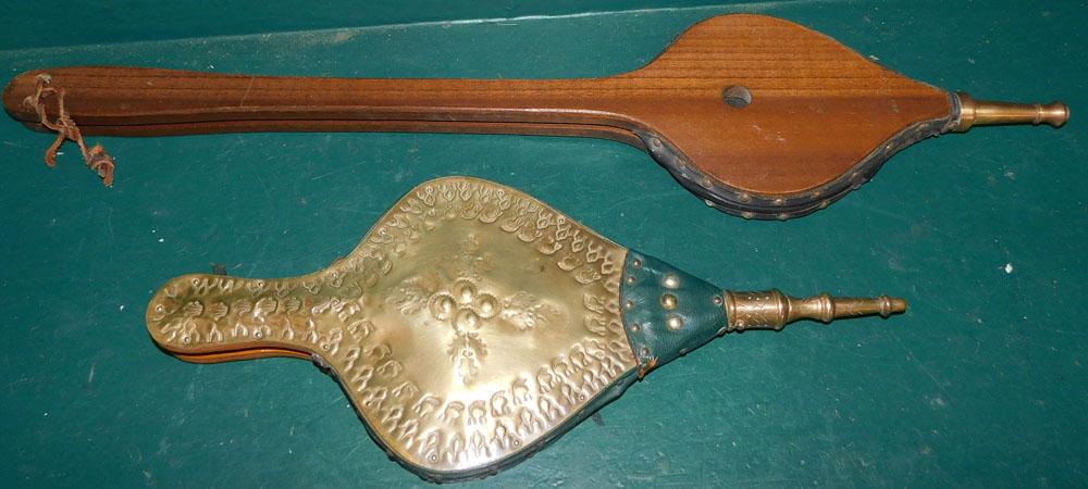 Two Leather Brass & Wood Fire Bellows (1 of 3)