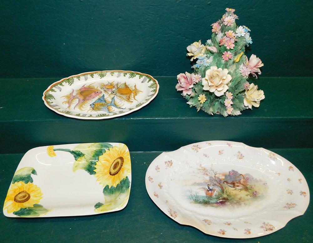 Lot Porcelain Platters & Capodimonte Centerpiece (1 of 4)