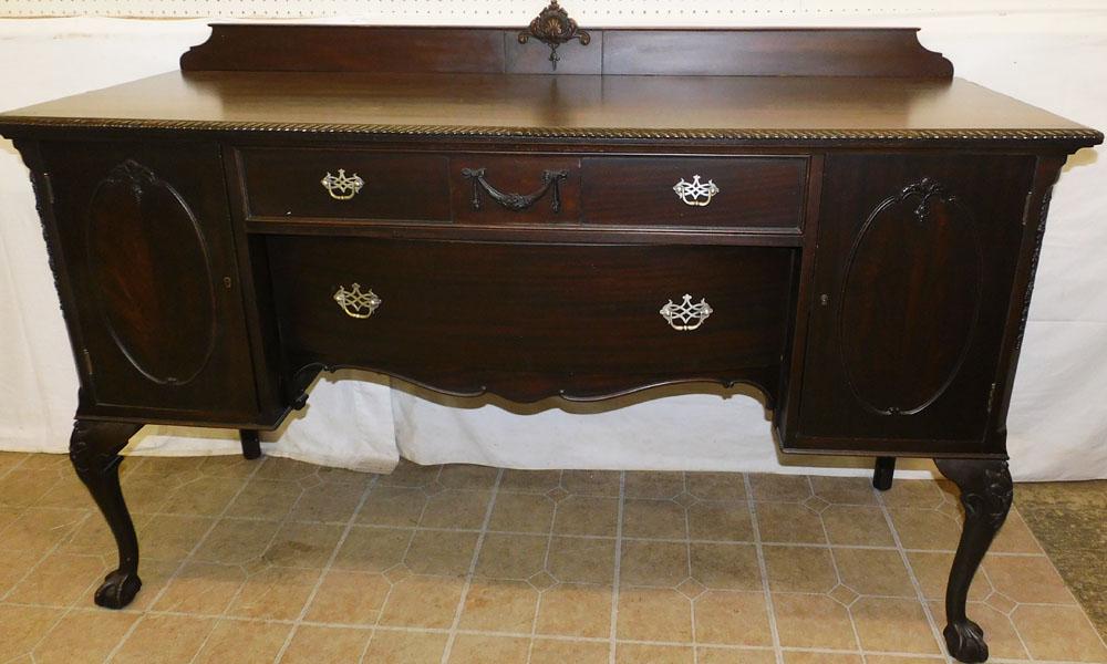 Antique Mahogany Carved Side Board (1 of 10)