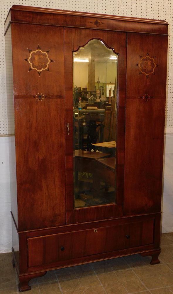 Antique Walnut Inlay 3 Part Wardrobe (1 of 11)