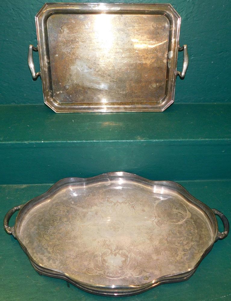 Two Silver Plate Serving Trays (1 of 5)