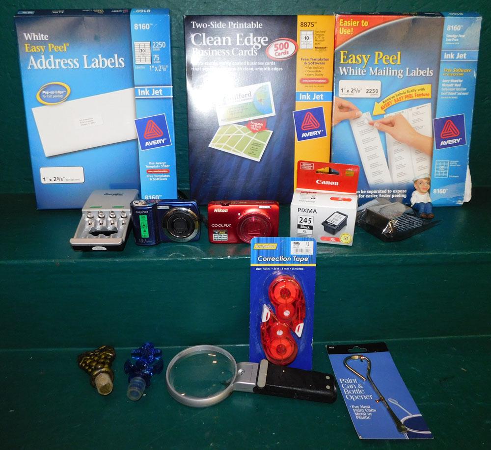 Lot Office Items & 2 Digital Cameras (1 of 4)