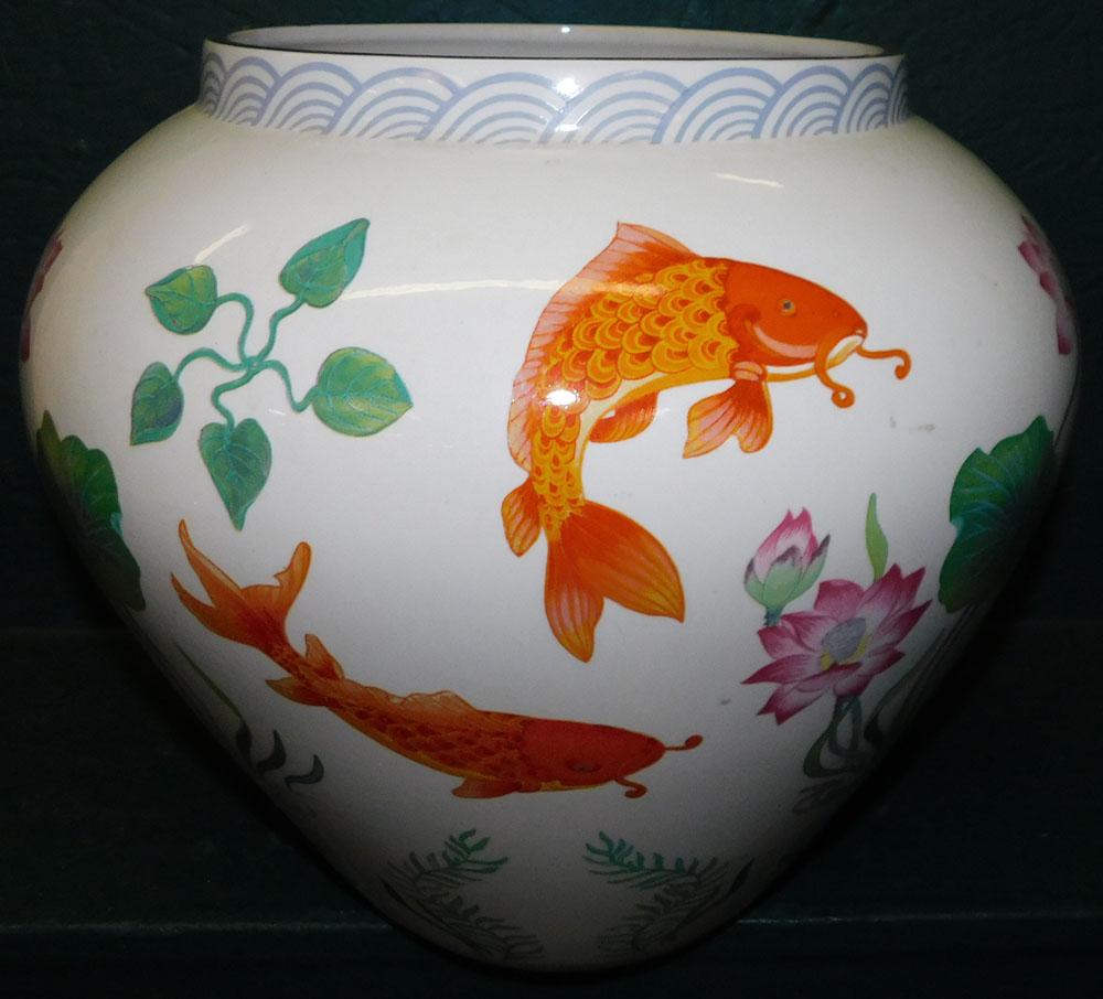 Paint Decorated Porcelain Golden Carp Vase - Franklin Mint (1 of 5)