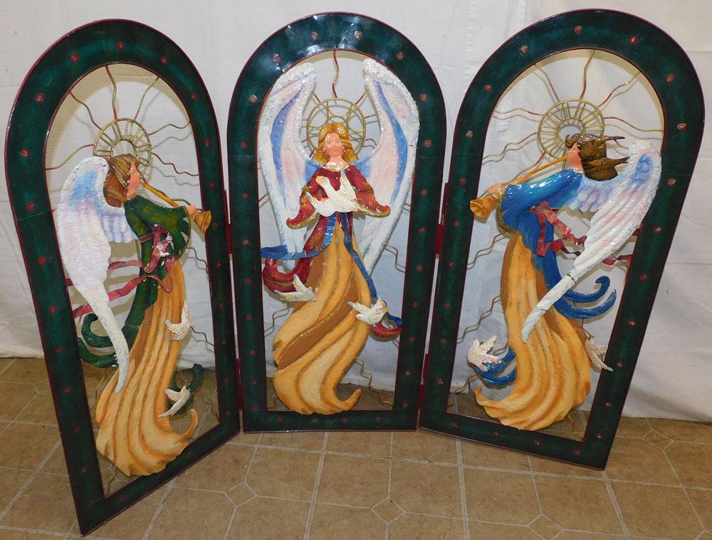 Painted Metal 3 Part Fire screen (1 of 4)