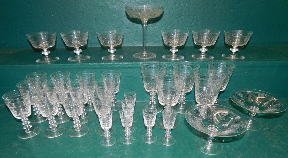 Lot of Etched Clear Stemware (1 of 4)