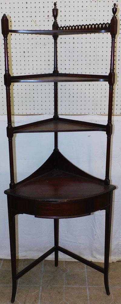 Mahogany Corner Whatnot Shelf , (As Is) (1 of 3)