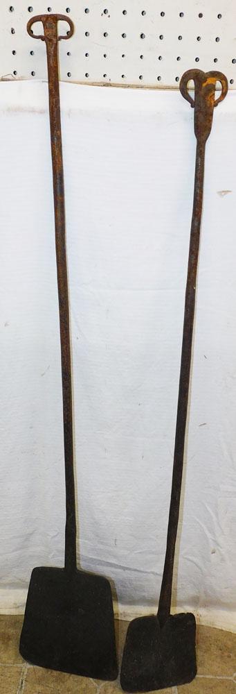 2 19th C Wrought Iron Spatulas: 2 19th C Wrought Iron Spatulas . "ALL DESCRIPTIONS AND ANY CONDITION STATEMENT GIVEN BY LANGSTON AUCTION GALLERY ARE STRICTLY OPINIONS AND LANGSTON'S SHALL HAVE NO RESPONSIBILITY FOR ERRORS OR OMISSIO