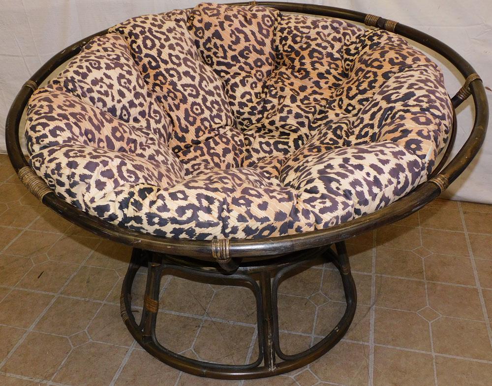 Modern Papasan Chair: Modern Papasan Chair . 44" Dia 29" H "ALL DESCRIPTIONS AND ANY CONDITION STATEMENT GIVEN BY LANGSTON AUCTION GALLERY ARE STRICTLY OPINIONS AND LANGSTON'S SHALL HAVE NO RESPONSIBILITY FOR ERRORS OR OMI